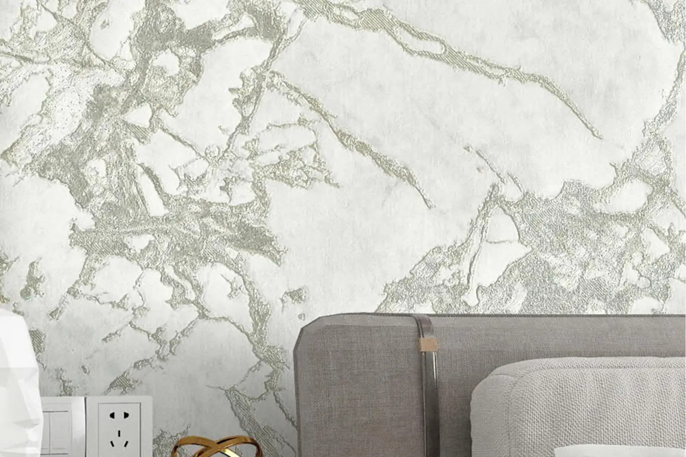 Model 66001 self-adhesive 3D precision-embossed non-woven wallpaper in a contemporary living room